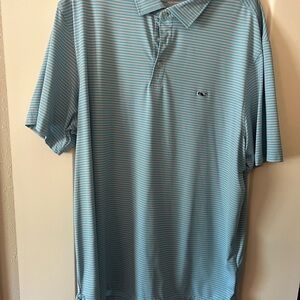 Vineyard Vines Men's Blue Striped Polo Shirt